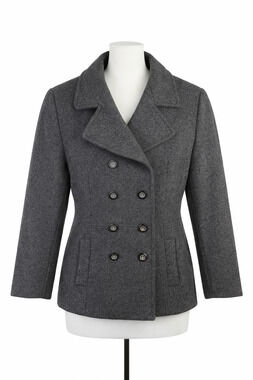 Vintage MDP Mario De Pinto Gray Wool Peacoat Double Breasted USA Est Large